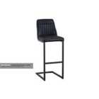 Baumhaus Vintage Black Leather Bar Stool (Pack Of Two)