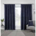 Rennes Chenille Taped Curtains - Navy / 183cm / 168cm