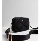 Black Quilted Camera Cross Body Bag