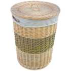 Red Hamper Two Toned Round Wicker Laundry Basket with Lid