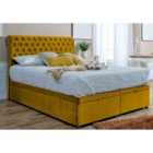 Eleganza Santino Divan Ottoman Plush Small Double Bed Frame - Mustard Gold