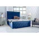 Eleganza Hendrick Plush Small Double Bed Frame - Blue