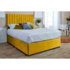 Eleganza Sophia Divan Ottoman with matching Footboard Plush Superking Bed Frame - Mustard Gold