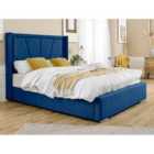 Eleganza Harry Linen King Bed Frame - Blue