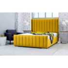 Eleganza Caira Plush Double Bed Frame - Mustard Gold