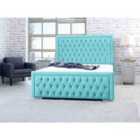 Eleganza Piera Plush Small Double Bed Frame - Teal