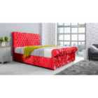 Eleganza Santino Crush Small Double Bed Frame - Red