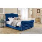 Eleganza Casonova Plush Double Bed Frame - Blue