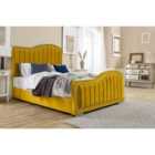 Eleganza Kendrick Plush Small Double Bed Frame - Mustard Gold