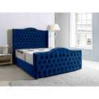 Eleganza Saturn Wing Plush Double Bed Frame - Blue