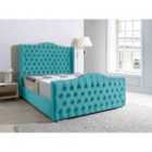 Eleganza Saturn Wing Plush Double Bed Frame - Teal