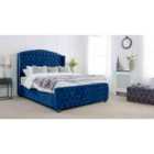 Eleganza Richmond Plush King Bed Frame - Blue