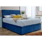 Eleganza Santino Divan Ottoman with matching Footboard Plush Single Bed Frame - Blue