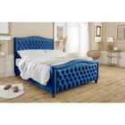 Eleganza Saturn Plush Small Double Bed Frame - Blue