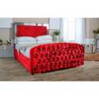 Eleganza Skipton Crush Double Bed Frame - Red