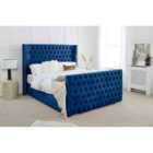 Eleganza Meila Plush Double Bed Frame - Blue