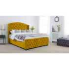 Eleganza Richmond Plush King Bed Frame - Mustard Gold