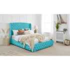 Eleganza Reily Plush Double Bed Frame - Teal