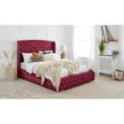 Eleganza Reily Plush Double Bed Frame - Maroon