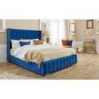 Eleganza Hemmel Plush Small Double Bed Frame - Blue