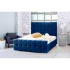 Eleganza Capri Plush King Bed Frame - Blue