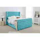 Eleganza Meila Plush Double Bed Frame - Teal