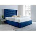 Eleganza Salva Plush Single Bed Frame - Blue