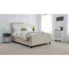 Eleganza Harling Plush Small Double Bed Frame - Beige