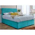 Eleganza Santino Divan Ottoman with matching Footboard Plush Small Double Bed Frame - Teal