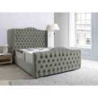 Eleganza Saturn Wing Plush Double Bed Frame - Silver