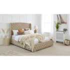 Eleganza Reily Plush Small Double Bed Frame - Beige