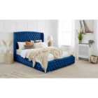 Eleganza Reily Plush Small Double Bed Frame - Blue