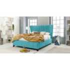 Eleganza Dura Plush Small Double Bed Frame - Teal