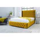 Eleganza Benito Plush Small Double Bed Frame - Mustard Gold