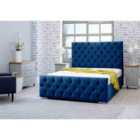 Eleganza Macono Plush Small Double Bed Frame - Blue