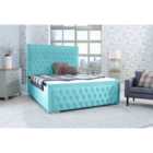 Eleganza Hendrick Plush Small Double Bed Frame - Teal