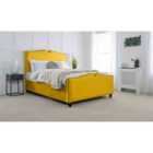 Eleganza Harling Plush Small Double Bed Frame - Mustard Gold