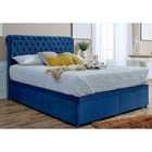 Eleganza Santino Divan Ottoman Plush Small Double Bed Frame - Blue