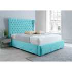 Eleganza Salva Plush Small Double Bed Frame - Teal
