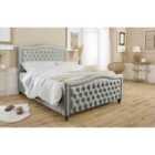 Eleganza Saturn Plush Double Bed Frame - Silver