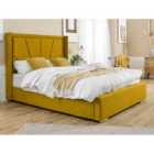 Eleganza Harry Linen King Bed Frame - Mustard Gold