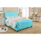 Eleganza Saturn Plush Small Double Bed Frame - Teal