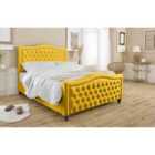 Eleganza Saturn Plush Small Double Bed Frame - Mustard Gold