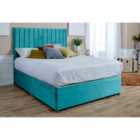 Eleganza Sophia Divan Ottoman with matching Footboard Plush Double Bed Frame - Teal