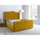 Eleganza Saturn Wing Plush Small Double Bed Frame - Mustard Gold
