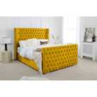 Eleganza Meila Plush Small Double Bed Frame - Mustard Gold