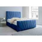 Eleganza Marco Plush Double Bed Frame - Blue