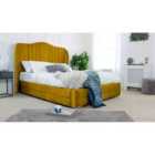 Eleganza Dorridge Plush King Bed Frame - Mustard Gold