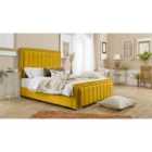 Eleganza Island Plush Small Double Bed Frame - Mustard Gold