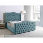 Eleganza Saturn Wing Plush Double Bed Frame - Duck Egg